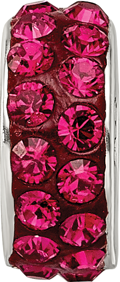 Sterling Silver 925 Red Crystal Bead with Double Row Design, Antiqued Finish