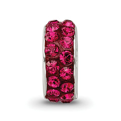 Sterling Silver 925 Red Crystal Bead with Double Row Design, Antiqued Finish