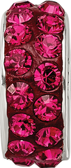 Sterling Silver 925 Red Crystal Bead with Double Row Design, Antiqued Finish