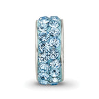 Sterling Silver 925 March Blue Crystal Bead with Double Row Sparkle