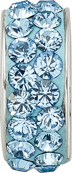 Sterling Silver 925 March Blue Crystal Bead with Double Row Sparkle