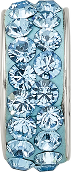 Sterling Silver 925 March Blue Crystal Bead with Double Row Sparkle