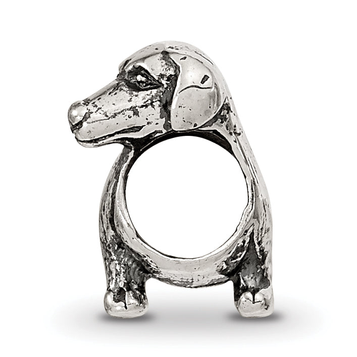 Sterling Silver 925 Dachshund Bead with Antiqued Finish Solid Design Secondary image