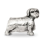 Sterling Silver 925 Dachshund Bead with Antiqued Finish Solid Design