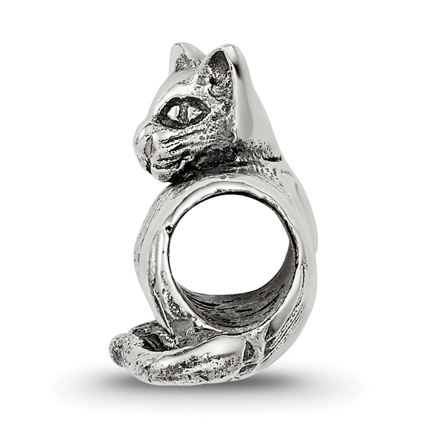 Sterling Silver 925 Sphinx Cat Themed Bead with Antiqued Finish Secondary image