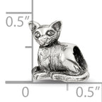 Sterling Silver 925 Sphinx Cat Themed Bead with Antiqued Finish