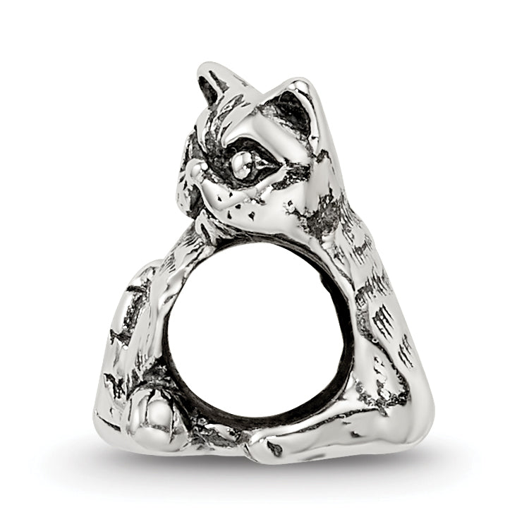 Sterling Silver 925 Antiqued Exotic Shorthair Cat Bead