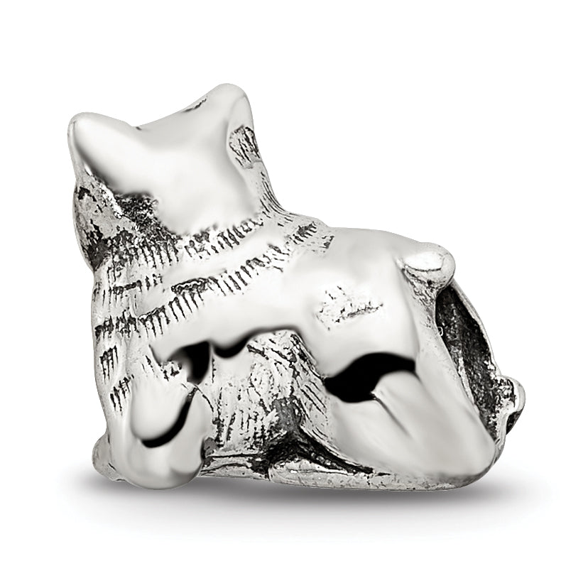 Sterling Silver 925 Antiqued Exotic Shorthair Cat Bead