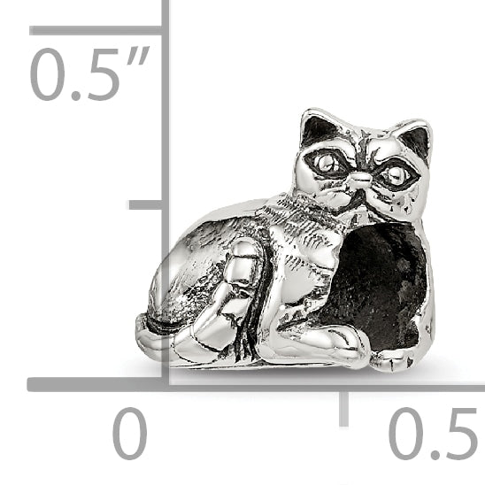 Sterling Silver 925 Antiqued Exotic Shorthair Cat Bead