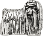 Sterling Silver 925 Maltese Dog Bead with Antiqued Finish Solid Cast Design