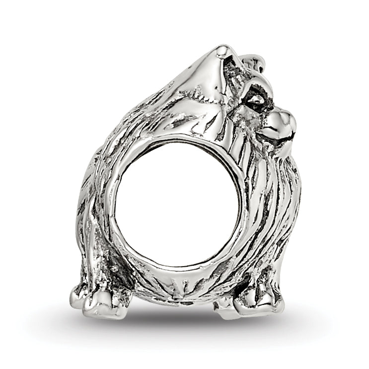 Sterling Silver 925 Pomeranian Bead with Antiqued Finish Solid Cast Design