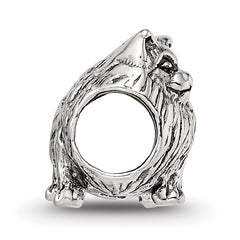 Sterling Silver 925 Pomeranian Bead with Antiqued Finish Solid Cast Design