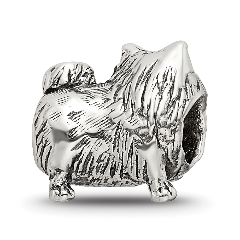 Sterling Silver 925 Pomeranian Bead with Antiqued Finish Solid Cast Design