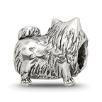 Sterling Silver 925 Pomeranian Bead with Antiqued Finish Solid Cast Design
