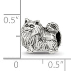 Sterling Silver 925 Pomeranian Bead with Antiqued Finish Solid Cast Design