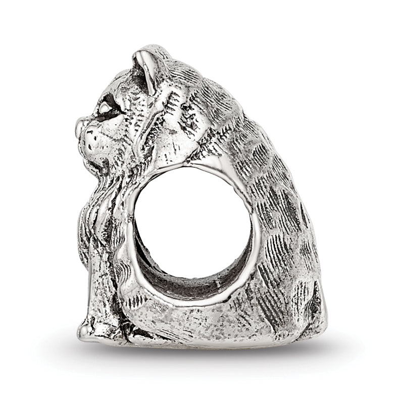 Sterling Silver 925 Birman Cat Bead with Antiqued Finish Solid Design