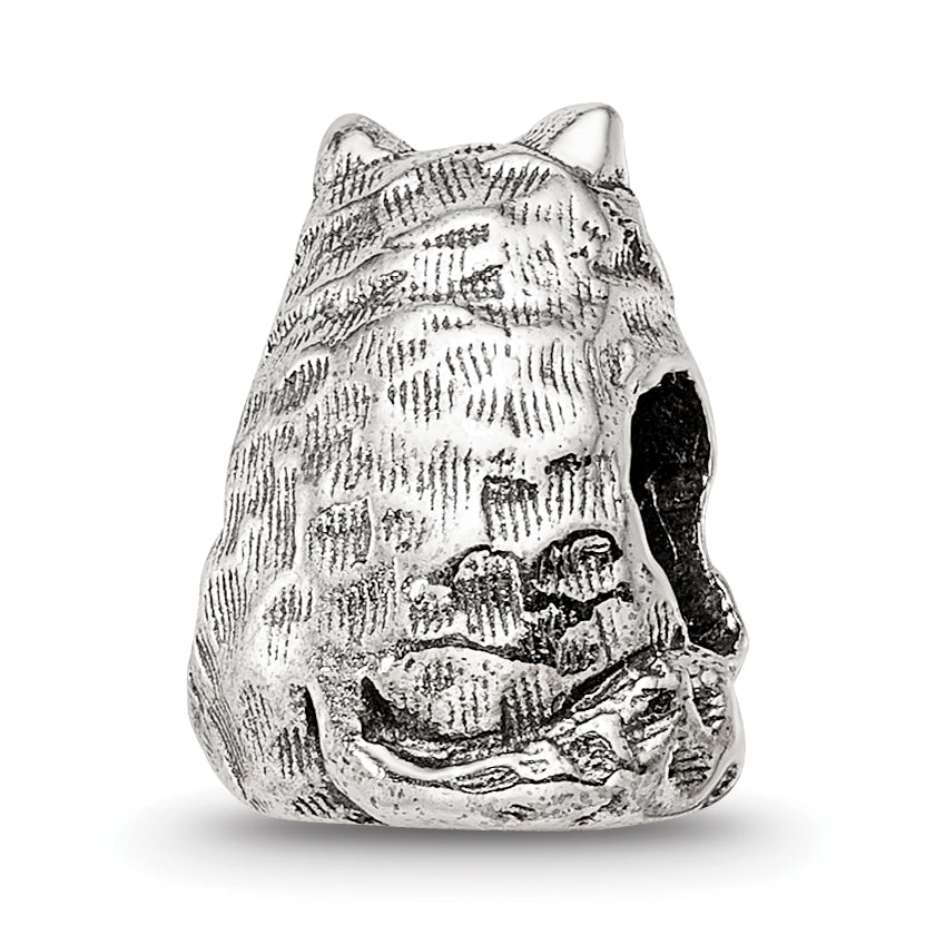 Sterling Silver 925 Birman Cat Bead with Antiqued Finish Solid Design