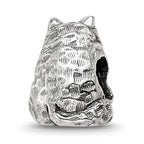 Sterling Silver 925 Birman Cat Bead with Antiqued Finish Solid Design
