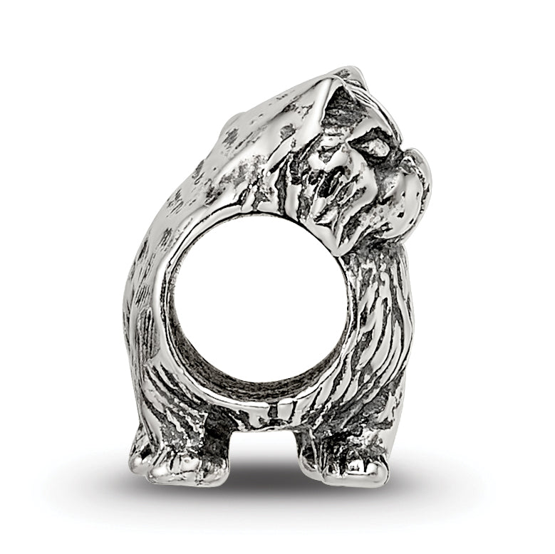 Sterling Silver 925 Persian Cat Bead with Antiqued Finish Solid Cast Design