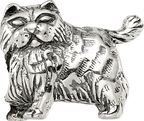 Sterling Silver 925 Persian Cat Bead with Antiqued Finish Solid Cast Design