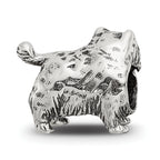 Sterling Silver 925 Persian Cat Bead with Antiqued Finish Solid Cast Design