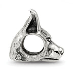 Sterling Silver 925 Antiqued Doberman Pinscher Head Bead Solid Cast Design