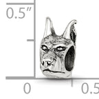 Sterling Silver 925 Antiqued Doberman Pinscher Head Bead Solid Cast Design