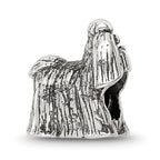 Sterling Silver 925 Shih Tzu Themed Bead with Antiqued Finish Solid