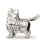 Sterling Silver 925 American Shorthair Cat Bead with Antiqued Finish Solid Design