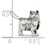 Sterling Silver 925 American Shorthair Cat Bead with Antiqued Finish Solid Design