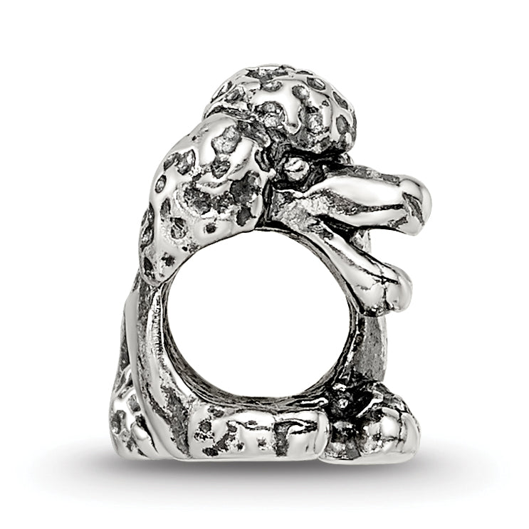 Sterling Silver 925 Poodle Bead with Antiqued Finish  Solid Cast Design