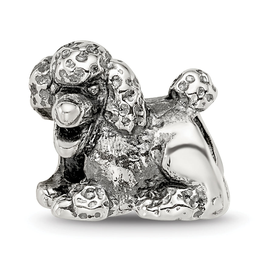 Sterling Silver 925 Poodle Bead with Antiqued Finish  Solid Cast Design