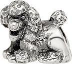 Sterling Silver 925 Poodle Bead with Antiqued Finish  Solid Cast Design