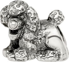 Sterling Silver 925 Poodle Bead with Antiqued Finish  Solid Cast Design