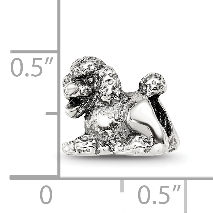 Sterling Silver 925 Poodle Bead with Antiqued Finish  Solid Cast Design