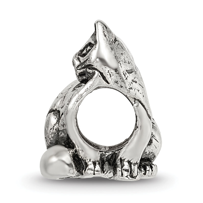 Sterling Silver 925 Ragdoll Cat Bead with Antiqued Finish