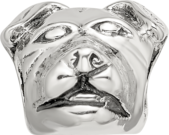 Sterling Silver 925 Rottweiler Head Bead Antiqued Solid