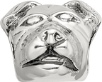 Sterling Silver 925 Rottweiler Head Bead Antiqued Solid