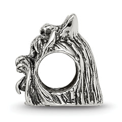 Sterling Silver 925 Yorkshire Terrier Bead with Antiqued Finish Solid Cast Design
