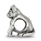 Sterling Silver 925 Abyssinian Cat Bead with Antiqued Finish Solid Design