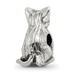 Sterling Silver 925 Abyssinian Cat Bead with Antiqued Finish Solid Design