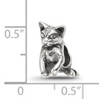 Sterling Silver 925 Abyssinian Cat Bead with Antiqued Finish Solid Design