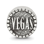 Sterling Silver 925 Double-Sided Vegas Bead with Antiqued Finish