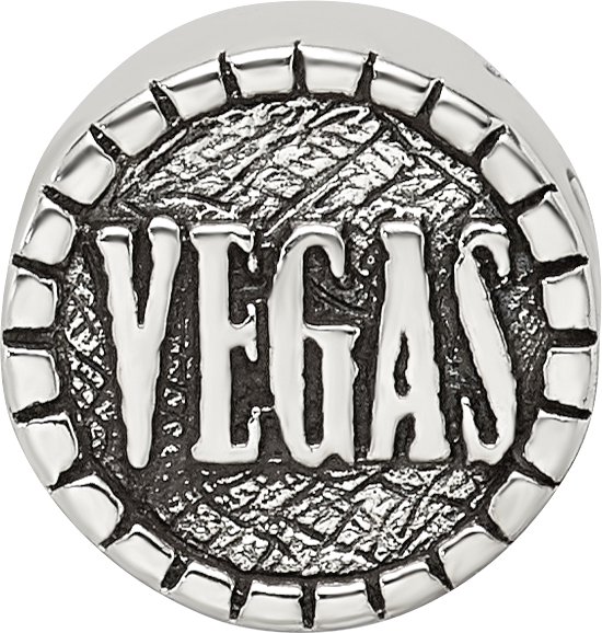Sterling Silver 925 Double-Sided Vegas Bead with Antiqued Finish
