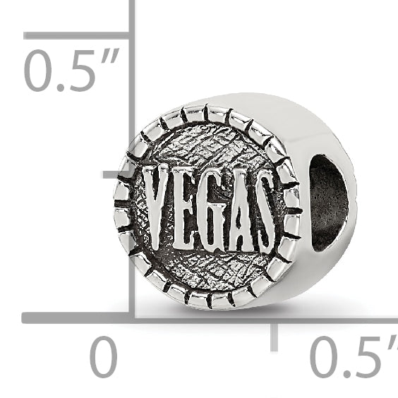 Sterling Silver 925 Double-Sided Vegas Bead with Antiqued Finish