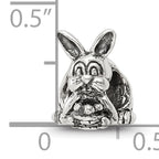 Sterling Silver 925 Bunny with Basket Bead Antiqued Solid Charm