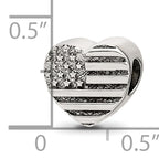 Sterling Silver 925 Heart Flag Bead with Antiqued Finish  Solid Cast Design