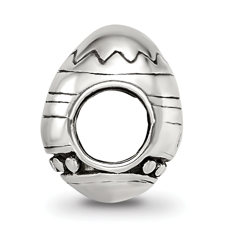 Sterling Silver 925 Easter Egg Bead with Antiqued Finish Solid Cast Design Secondary image
