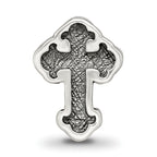 Sterling Silver 925 Antiqued Budded Cross Bead with 4mm Opening