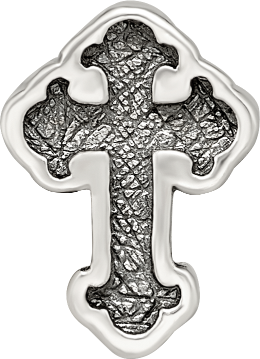 Sterling Silver 925 Antiqued Budded Cross Bead with 4mm Opening